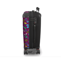 Wild flowers with dandelions suitcase dark pink