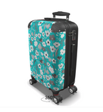 Turquoise & Grey Floral Herbage Travel Suitcase