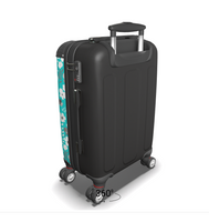 Turquoise & Grey Floral Herbage Travel Suitcase