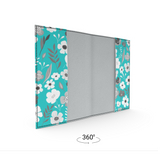 Turquoise and Grey Herbage Leather Passport Cover