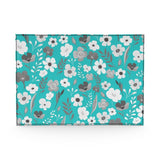 Turquoise and Grey Herbage Leather Passport Cover